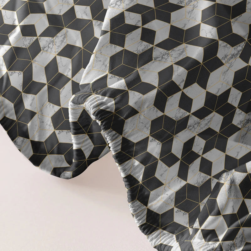 1 Simple modern geometry printed matte Fitted Sheet,