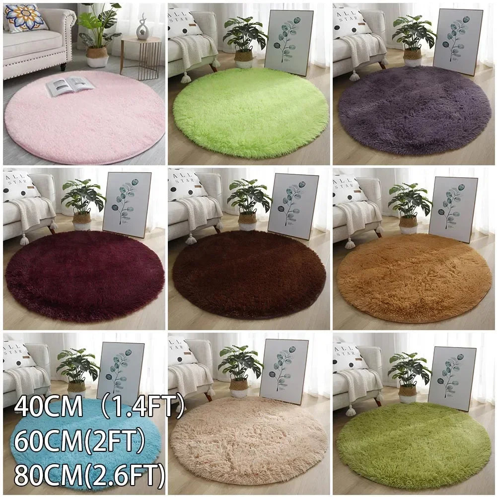 Round Carpet Floor Mats Shaggy Rug Solid Living Room Entrance Kitchen Carpet