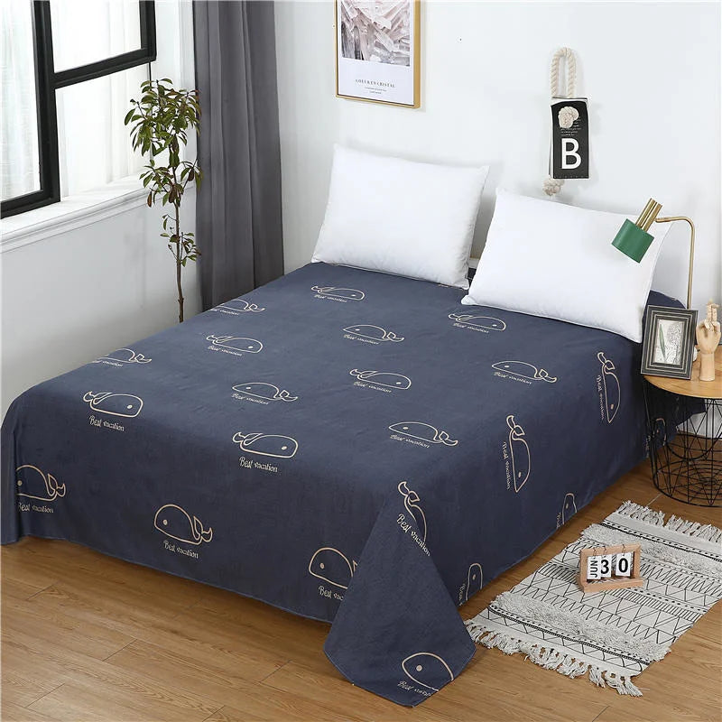 Flower Bedspread On The Bed Sheet Linen Cover Couple