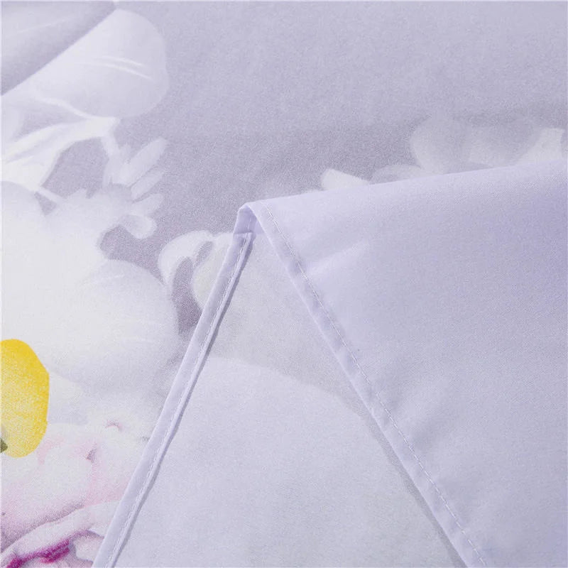 Flower Bedspread On The Bed Sheet Linen Cover Couple