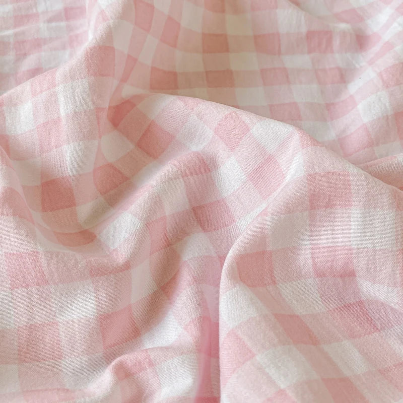 Plaid Style Fitted Sheet Skin-friendly Bed Cover Elastic Bedsheet